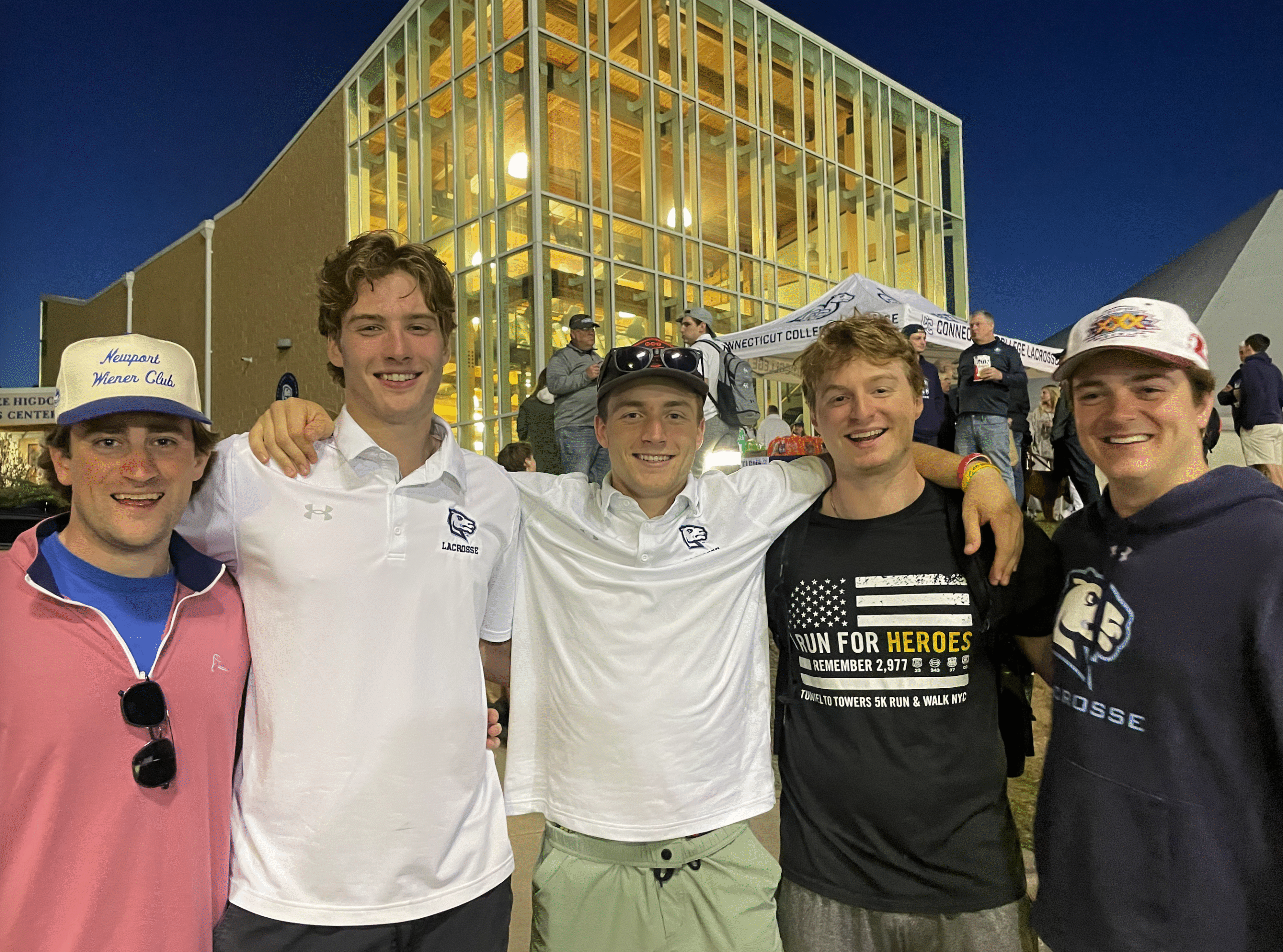 Some of Colter's Connecticut College pals: Mikey, Cole, Colter, Cade and Nick